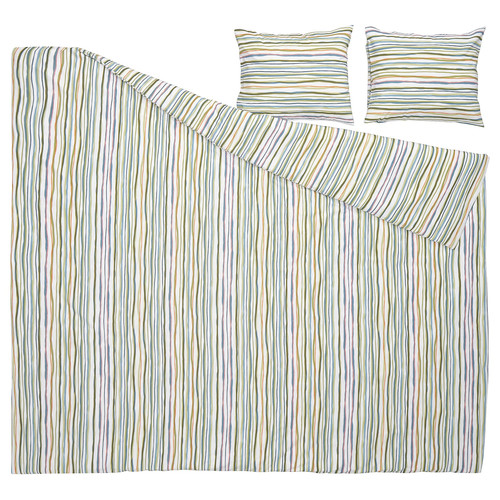SUMPGRÖE Duvet cover and 2 pillowcases, multicolour/striped, 200x200/50x60 cm