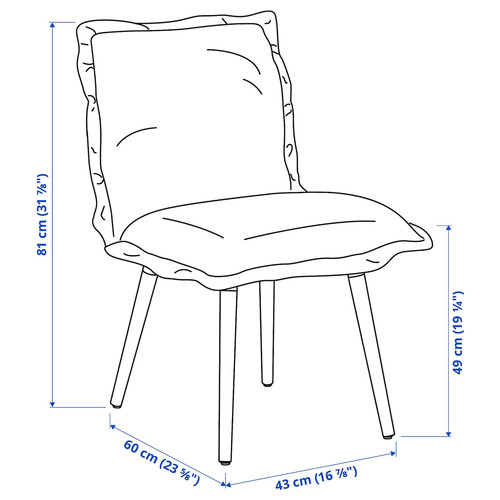 KLINTEN Chair, brown/Kilanda pale blue
