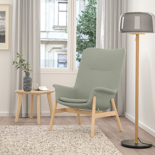 VEDBO High-back armchair, Gunnared light green