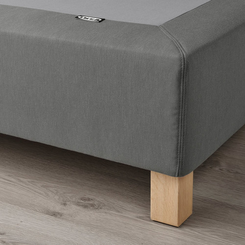 LYNGÖR Sprung mattress base with legs, dark grey, 140x200 cm