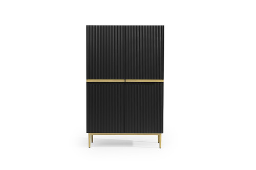 High Cabinet Sideboard Nicole, matt black, gold legs