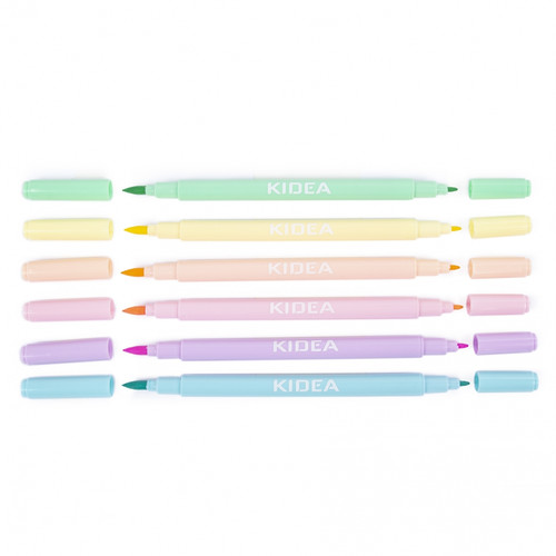 Kidea Pastel Double-sided Brush Markers 6pcs