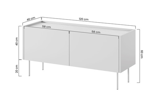 Two-Door TV Cabinet Desin 120, cashmere/nagano oak