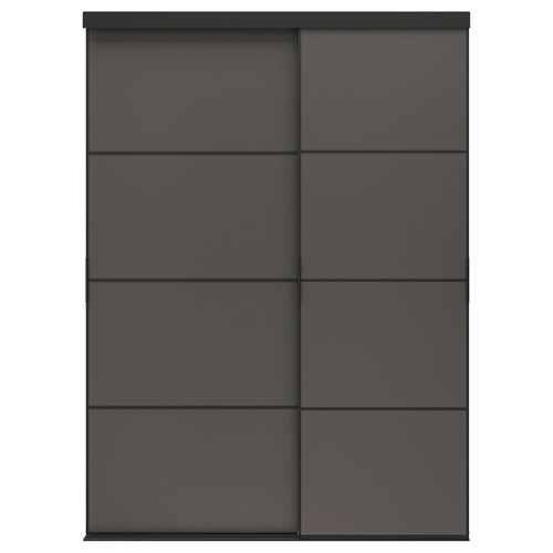 SKYTTA / MEHAMN Sliding door combination, black/double sided dark grey, 177x240 cm