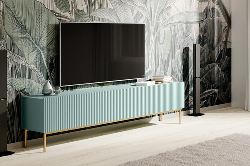 TV Cabinet Nicole 200 cm, sage/gold legs