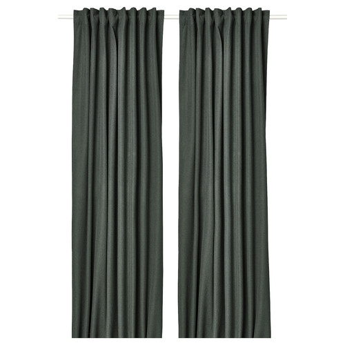 ROSENMANDEL Block-out curtains, 1 pair, dark green, 135x300 cm