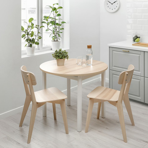 GAPERHULT Extending table, ash/white, 90/120x90 cm