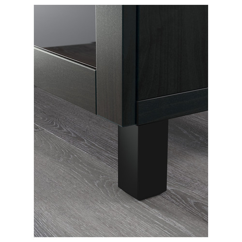 BESTÅ Storage combination with doors, black-brown, Sindvik black-brown, clear glass, 180x40x74 cm