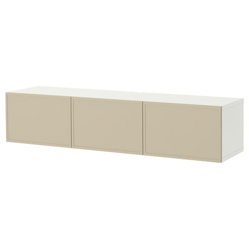 BESTÅ TV bench with doors, white/Krukmakare beige, 180x42x38 cm