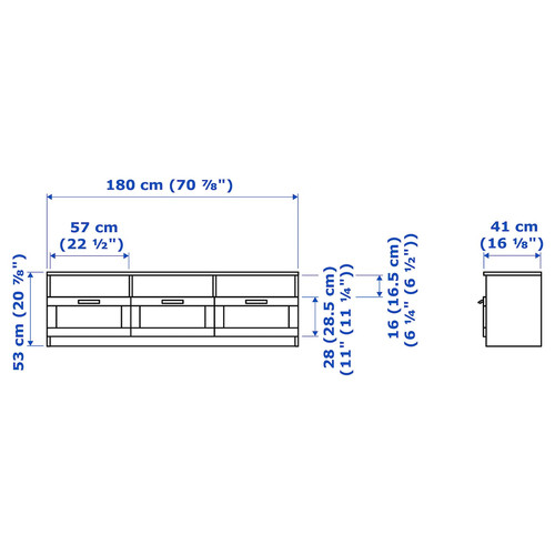 BRIMNES / BURHULT TV storage combination, white, 338x41x190 cm
