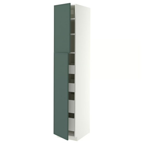 METOD/MAXIMERA Hi cab w 2 doors/4 drawers, white/Aspudden dark grey-green, 40x60x220 cm