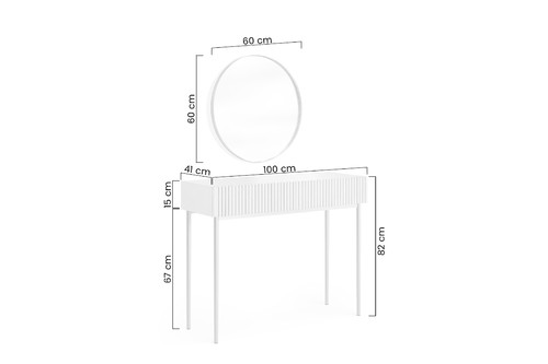 Dressing Table Nicole 100, cashmere/black legs, with Mirror 60, black