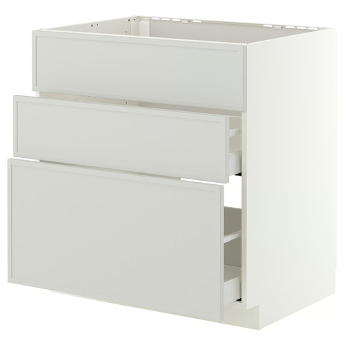 METOD/MAXIMERA Base cab f hob/int extractor w drw, white/Aspudden light grey, 80x60 cm