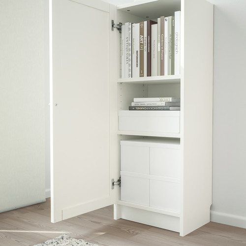 BILLY / OXBERG Bookcase with door, white, 40x30x106 cm