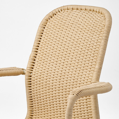 STIGBYGEL Swivel chair with armrests, beige/white