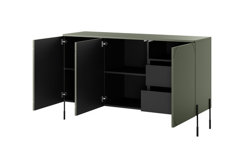 Three-Door Cabinet with Drawers Sonatia 150cm, olive