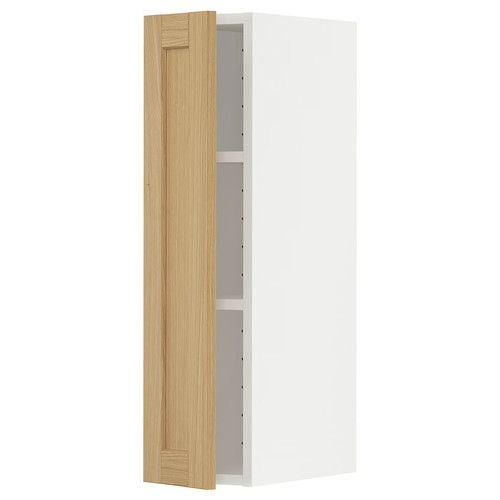 METOD Wall cabinet with shelves, white/Forsbacka oak, 20x80 cm