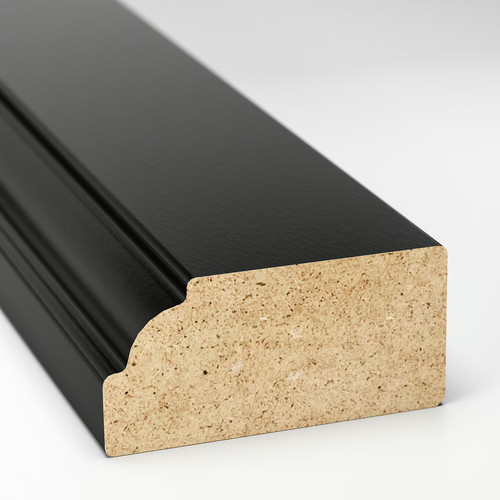 BODBYN Contoured deco strip/moulding, black, 221 cm