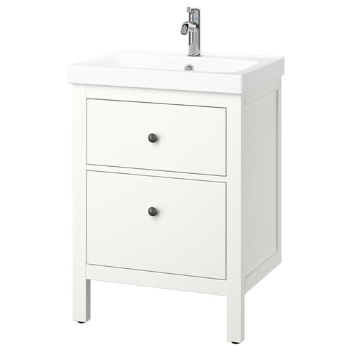 HEMNES / ORRSJÖN Wash-stnd w drawers/wash-basin/tap, white, 62x49x89 cm