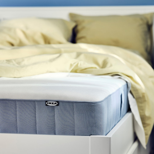 VESTERÖY Pocket sprung mattress, medium firm/light blue, 120x200 cm