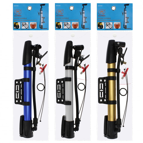 Bike Pump 44cm, metal, accessories, 1pc, assorted colours