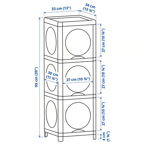 IVÖSJÖN Cabinet with doors, green, 33x34x99 cm