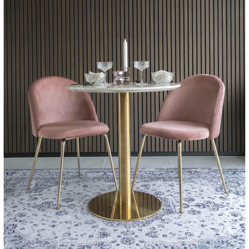 Velvet Dining Chair with Metal Legs, pink/gold