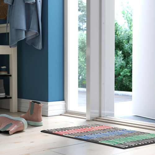 VÄNDPLATS Door mat, multicolour/stripe, 40x60 cm