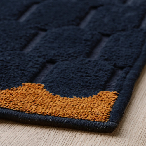 NÖVLING Rug, low pile, dark blue/yellow-brown, 200x300 cm