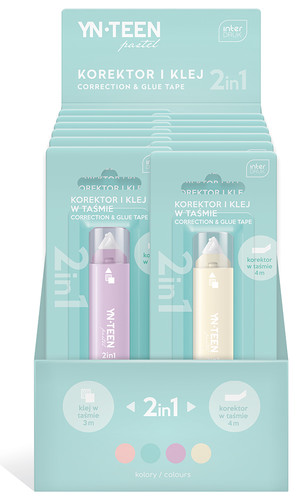 Correction & Glue Tape 2in1 Pastel 1pc, assorted colours