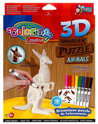 Colorino Creative 3D Wooden Puzzle Animals Kangaroo 6+