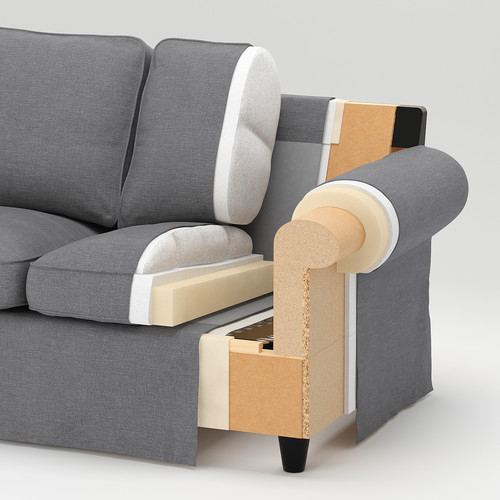 EKTORP 3-seat sofa with chaise longue, Kilanda light beige