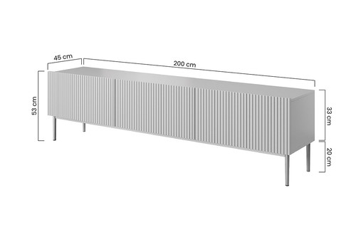 TV Cabinet Nicole 200 cm, cashmere, gold legs