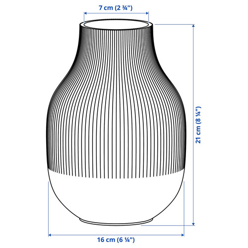 GRADVIS Vase, dark grey, 21 cm