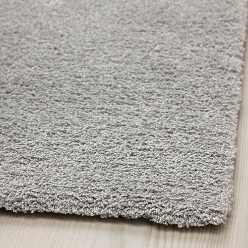KNARDRUP Rug, low pile, light grey, 133x195 cm