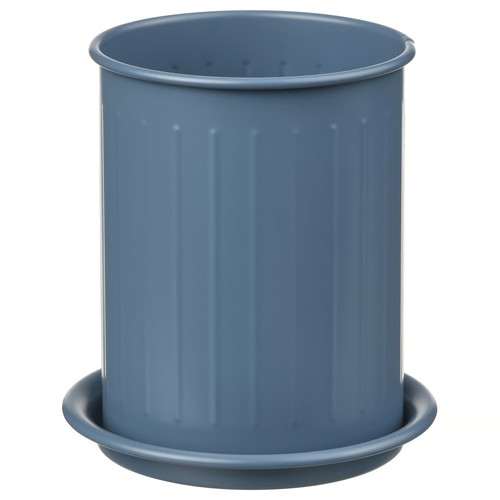 VÄLVÅRDAD Cutlery stand, dark grey-blue/galvanised, 13 cm