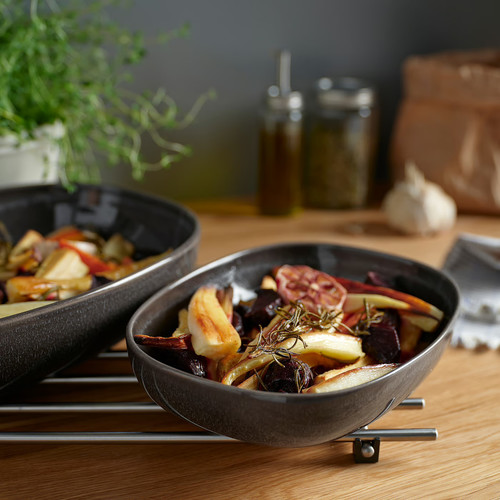 GLADELIG Oven dish, set of 2, dark grey