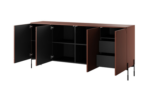 Four-Door Cabinet with Drawer Unit Sonatia 200cm, burgundy