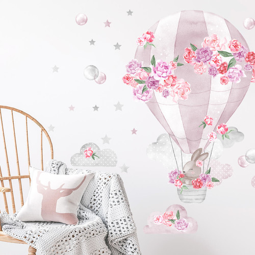 Wall Sticker Set 52x74cm - Hot Air Balloon Pink