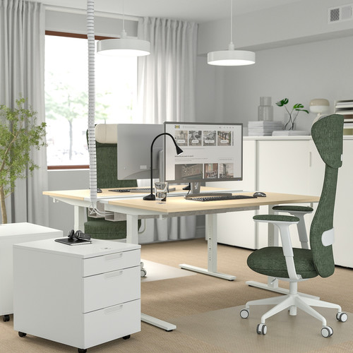 MITTZON Desk, birch veneer/white, 140x80 cm