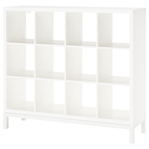 KALLAX Shelving unit with underframe, white/white, 147x129 cm