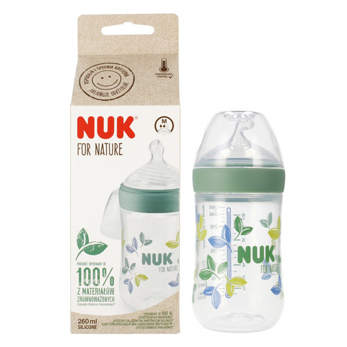 NUK For Nature Baby Bottle 260ml Size M, green