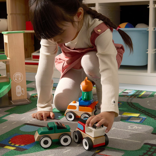 LILLABO 3-piece vehicle set, fire truck sports car/tow truck multicolour