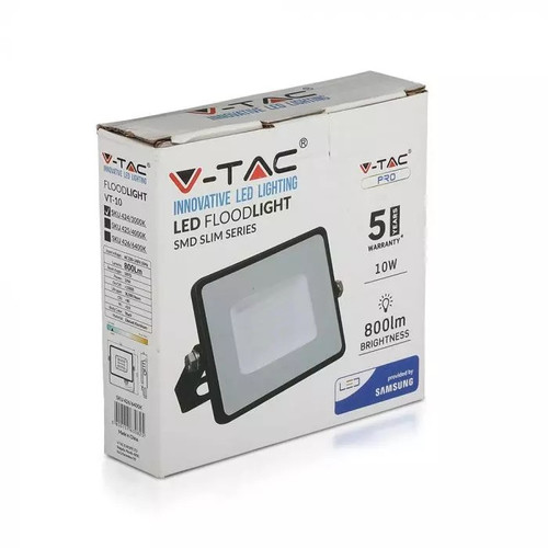 V-TAC Floodlight LED 10 W 3000K 800lm, black