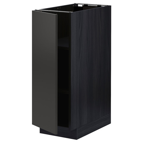 METOD Base cabinet with shelves, black/Nickebo matt anthracite, 30x60 cm