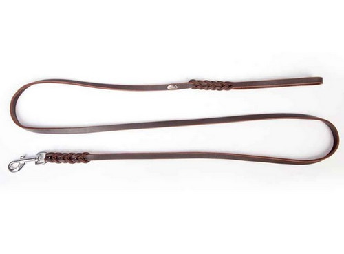 Dingo Leather Dog Leash 1.2 x 230cm, brown