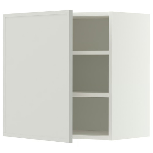 METOD Wall cabinet with shelves, white/Aspudden light grey, 60x60 cm