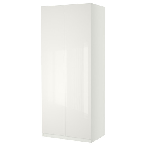 PAX / FARDAL Wardrobe with 2 doors, white/high-gloss/white, 100x60x236 cm