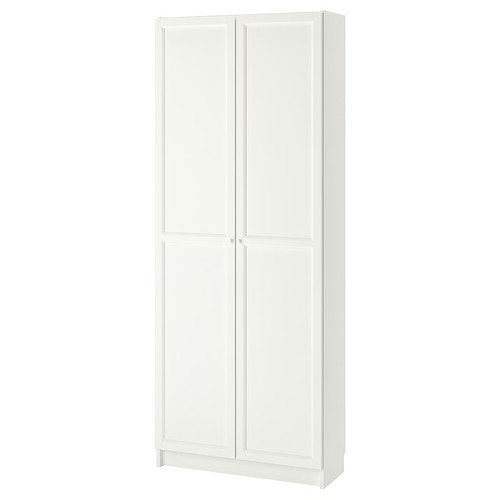 BILLY Bookcase with doors, white, 80x30x202 cm