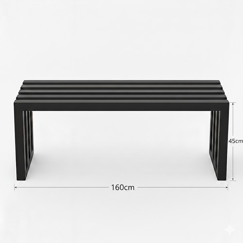 Architectural Modern Garden Bench 160cm, grey